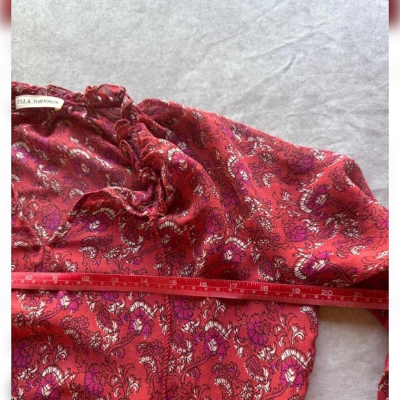 Ulla Johnson Red Floral Mini Dress Silk - Picture 6 of 8